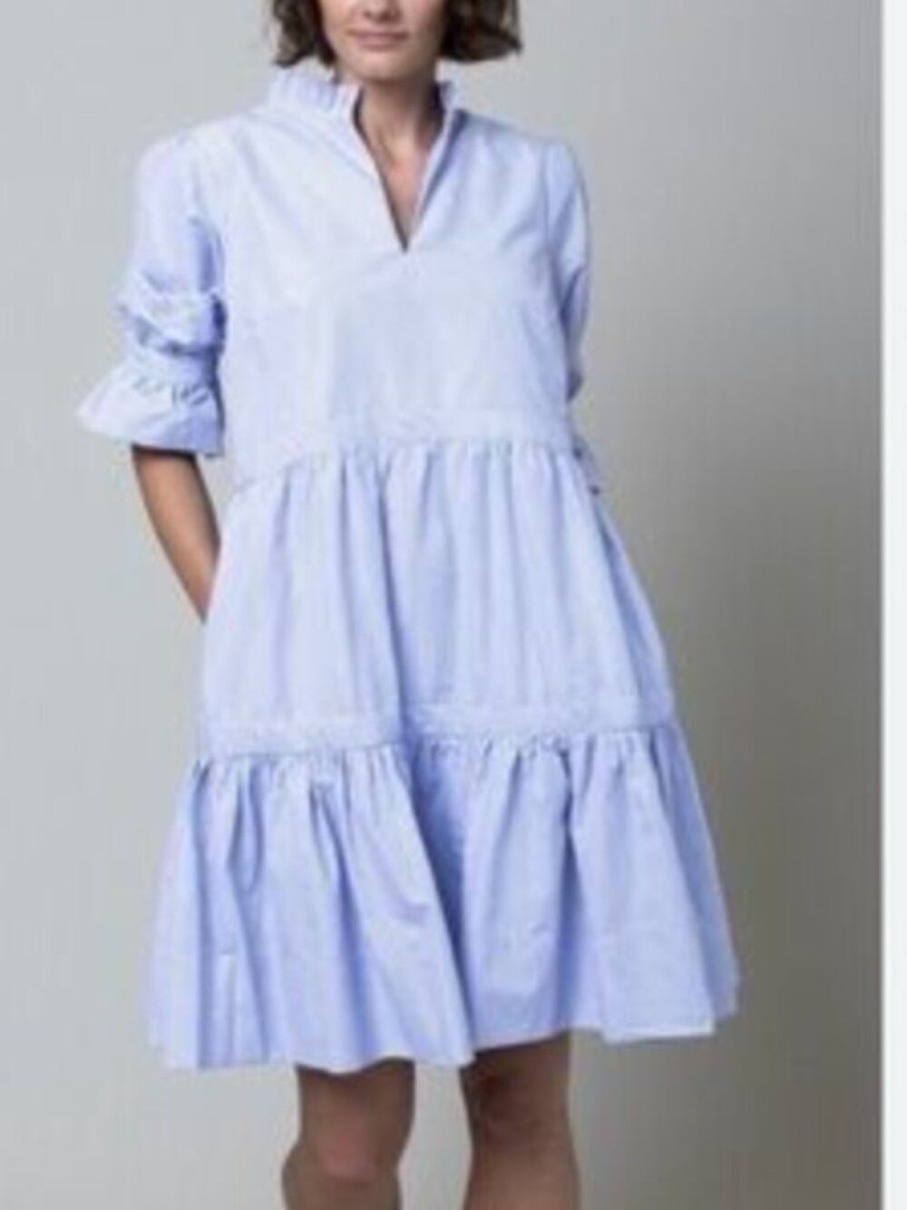 Gretchen Scott Designs Sky Blue Tiered Mini Dress Womens Size Medium